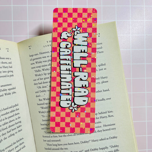 Holographic Laminated Bookmark Well Read & Caffeinated